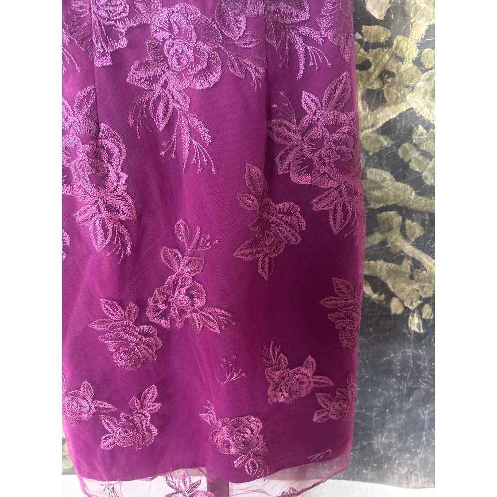 Marchesa Notte Fuchsia Ombre Floral Lace Sheath Dress Strappy V-Neck Cocktail‎ - Picture 8 of 10